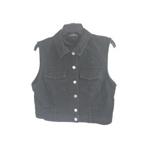 Emerson Lang Women's Black Jean Vest/No Sleeve Jacket Size Large